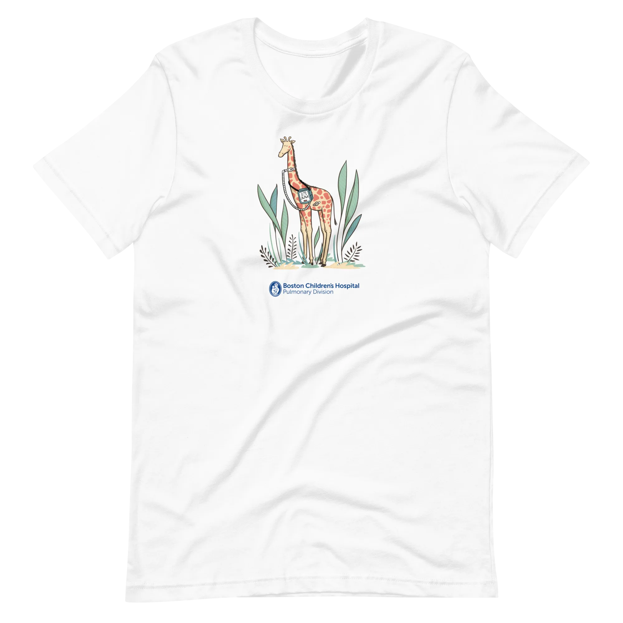 Z - Boston Children's Pulmonary Division - Junie The Giraffe - Adult T-Shirt